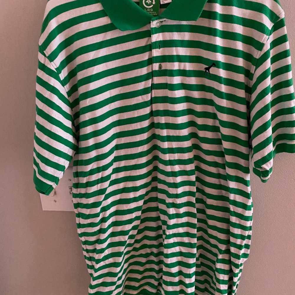 Vintage LRG Green Striped Polo Shirt 2010's
